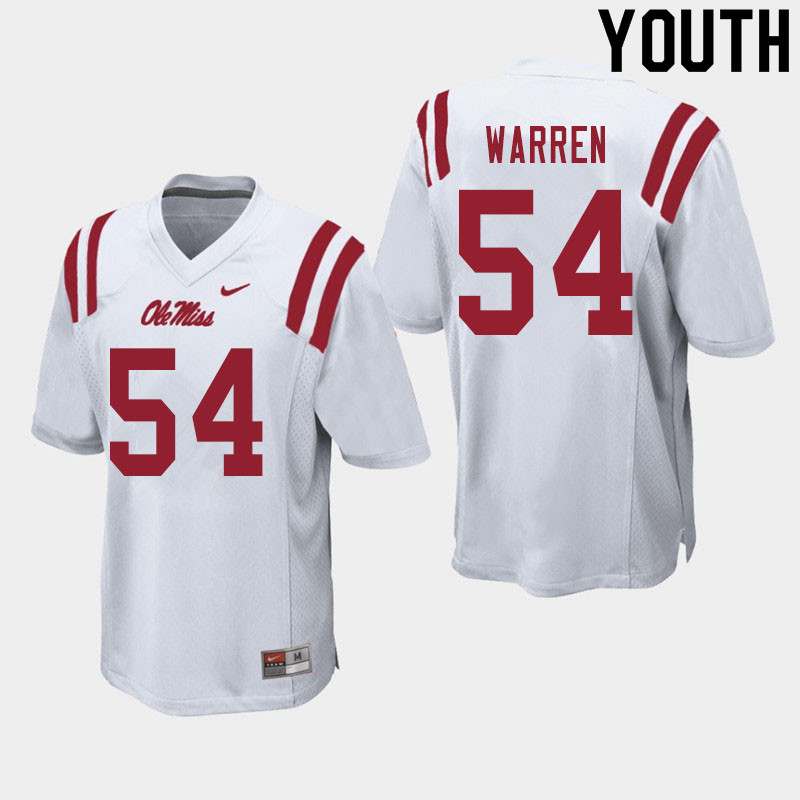 Caleb Warren Ole Miss Rebels NCAA Youth White #54 Stitched Limited College Football Jersey OYI1158SI